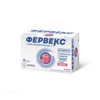 ФЕРВЕКС 200мг+500мг+25мг x 12.75г N8 пор д/пригот р-ра д/приема внутрь малин с сах УПСА