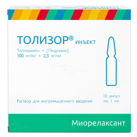 ТОЛИЗОР ИНЪЕКТ 2.5мг/мл+100мг/мл x 1мл N10 р-р в/м введ ОЗОН
