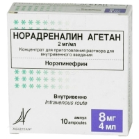 НОРАДРЕНАЛИН АГЕТАН 2мг/мл x 4мл N10 конц д/пригот р-ра в/в введ ЛАБОРАТОИРЕ АГУЕТТАНТ
