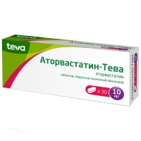 АТОРВАСТАТИН-ТЕВА 10мг N30 табл п.п.о. АЛКАЛОИД АД СКОПЬЕ