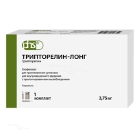 ТРИПТОРЕЛИН-ЛОНГ 3.75мг x 3.75мг N1 лиоф д/пригот сусп в/м введ с пролонгир высв в комплекте: игла для приготовления раствора, игла для приготовления суспензии, игла инъекционная, растворитель (ампула) 2 мл, салфетка спиртовая (2), шприц ФАРМСТАНДАРТ-УФАВИТА