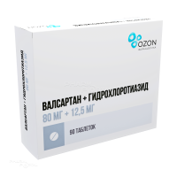 ВАЛСАРТАН+ГИДРОХЛОРОТИАЗИД 80мг+12.5мг N90 табл п.п.о. ОЗОН