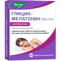ГЛИЦИН+МЕЛАТОНИН ЭВАЛАР 100мг+3мг N60 табл подъяз ЭВАЛАР