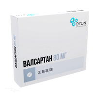 ВАЛСАРТАН 80мг N30 табл п.п.о. ОЗОН ФАРМ