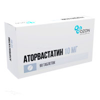 АТОРВАСТАТИН 10мг N90 табл п.п.о. ОЗОН