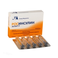 РОСИНСУЛИН АСПАРТ Р 100МЕ/мл x 3мл N5 р-р в/в и п/к введ ЗАВОД МЕДСИНТЕЗ