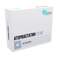 АТОРВАСТАТИН 20мг N90 табл п.п.о. ОЗОН
