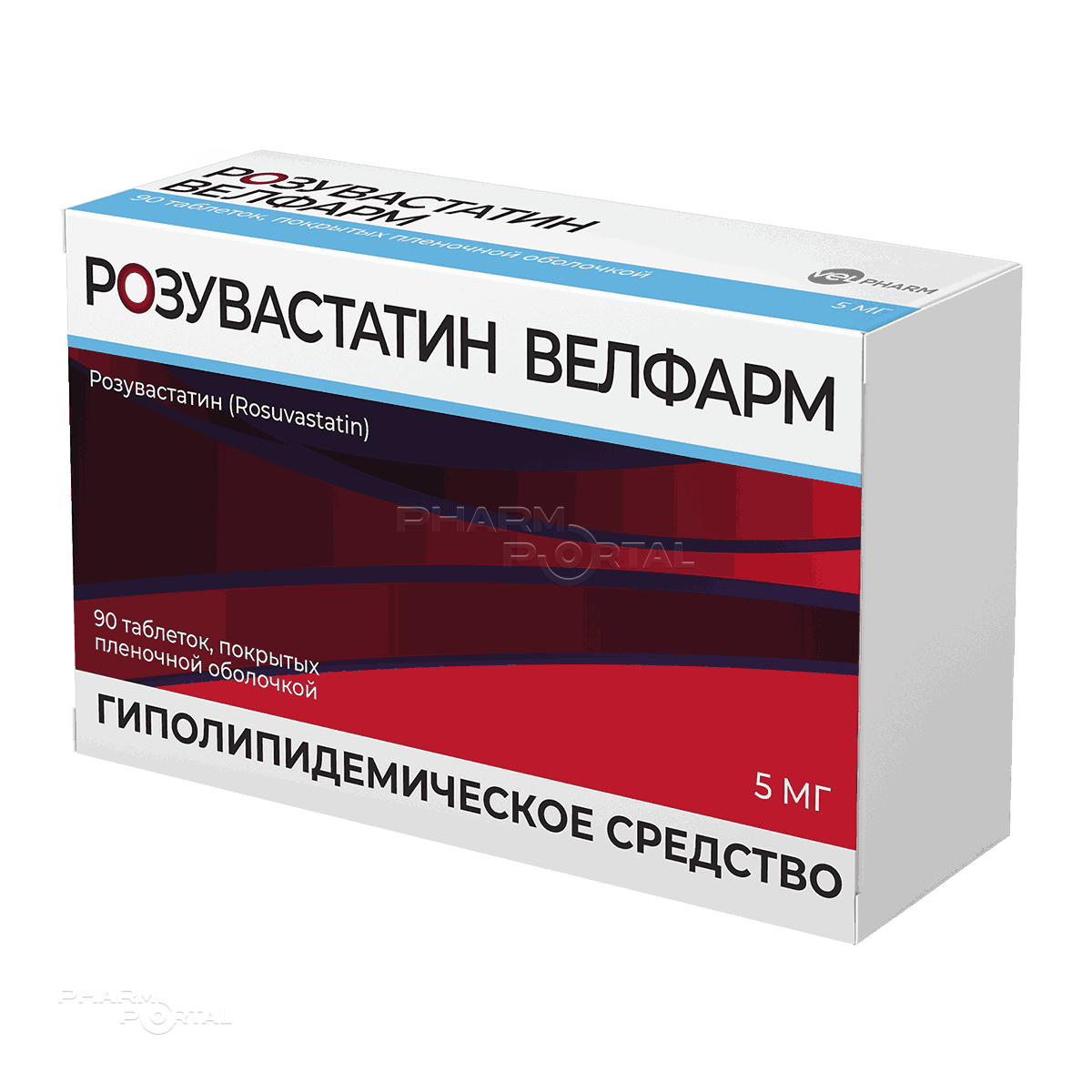 РОЗУВАСТАТИН ВЕЛФАРМ 5мг N90 табл п.п.о. ВЕЛФАРМ-М