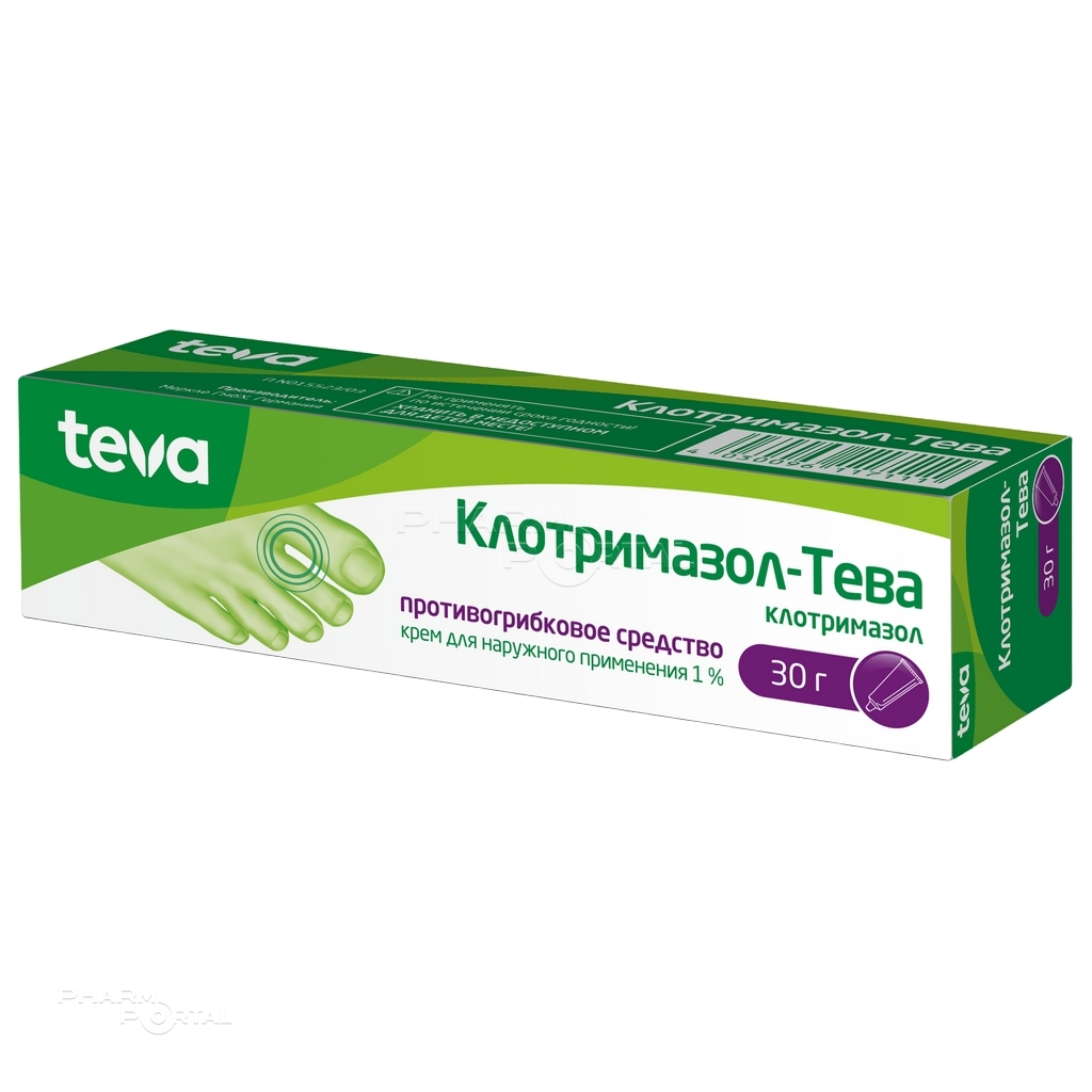 КЛОТРИМАЗОЛ-ТЕВА 1% x 30г N1 крем д/наружн прим МЕРКЛЕ