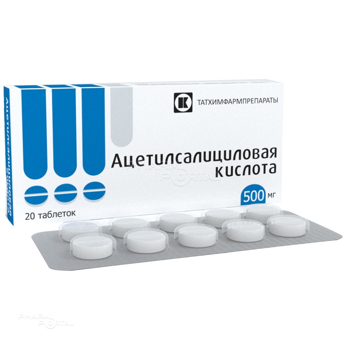 АЦЕТИЛСАЛИЦИЛОВАЯ КИСЛОТА 500мг N20 табл ТАТХИМФАРМПРЕПАРАТЫ